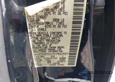 2001 Nissan Xterra Xe из США, поврежденный, VIN 5N1ED28Y51C578297